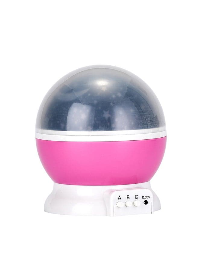 Rotating Abs LED Starlight Projector Lamp Pink 13cm