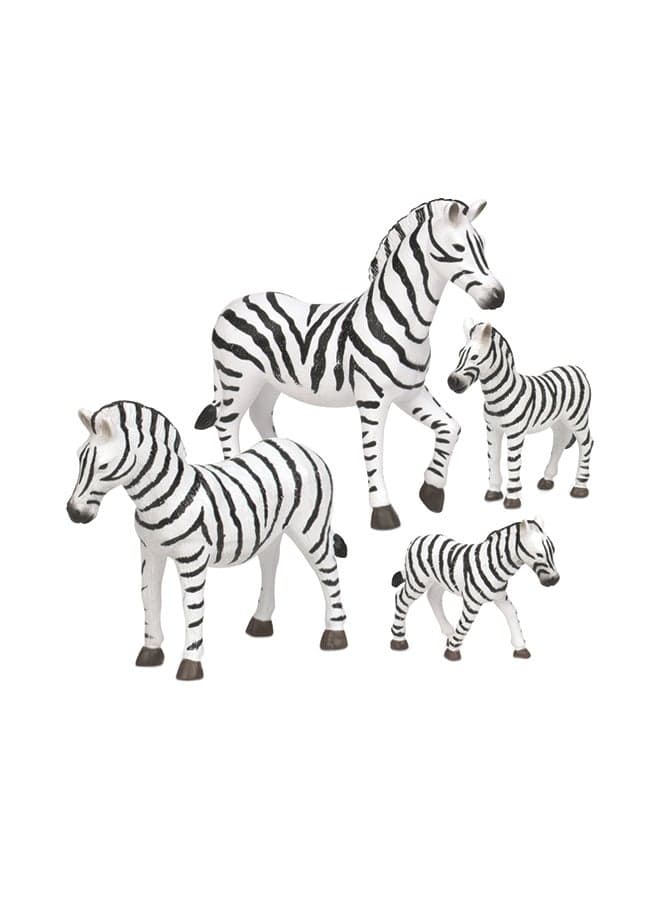 4-Piece Zebra Family Set 20.3x11.4x10.8cm