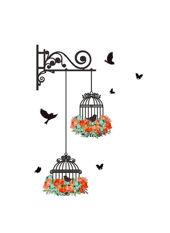 Removable Birdcage Background Wall Sticker Multicolour