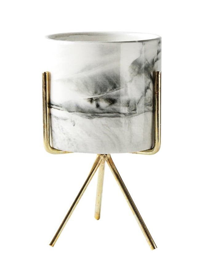 Nordic Minimalism Style Marble Pattern Art Vase Flower Pot Gold 165mm