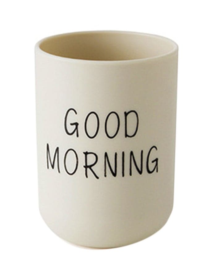 Printed Toothbrush Holder Cup Beige 10x7.2x7.2centimeter