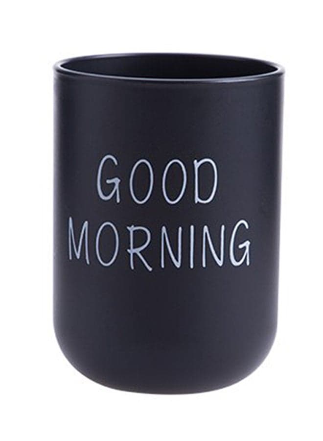 Printed Toothbrush Holder Cup Black 10x7.2x7.2cm