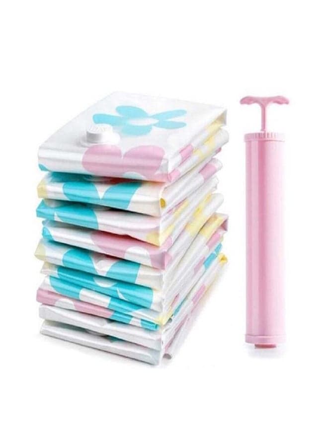 9-Piece Vacuum Bag Storage Organizer With Hand Pump Multicolor 60x80cm