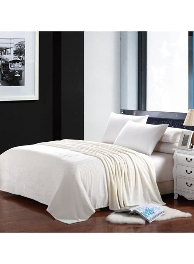 Soft Fleece Single Size Blanket Flannel Off White 122x138cm