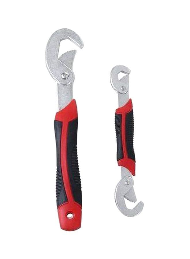 2-Piece Multi-Functional Snap N Grip Adjustable Wrench Red/Black/Silver