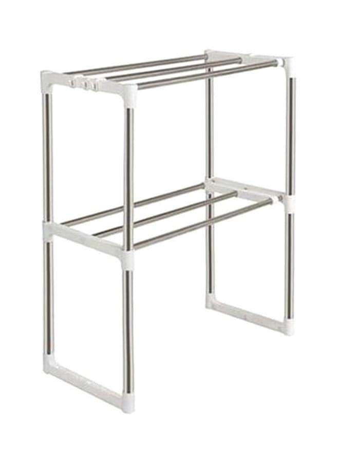 Storage Holder With Racks And Microwave Oven Shelf Silver/Black/White 85x25x74cm