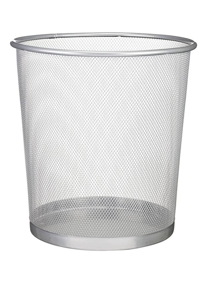 Metal Mesh Waste Bin Silver 12.3X13.1X12.4inch