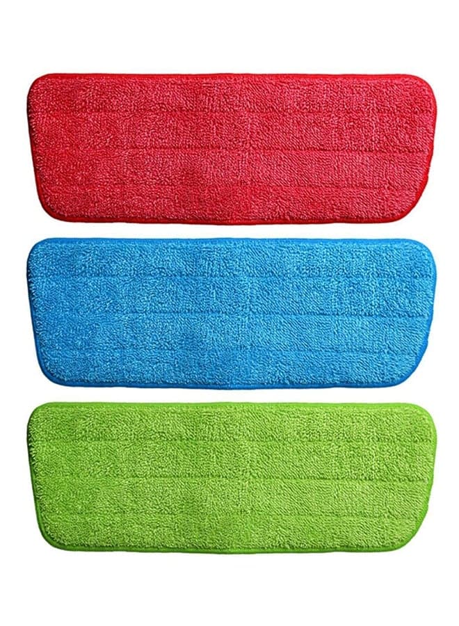 3 Piece Microfiber Mop Replacement Cleaning Pad Set Red/Blue/Green 42x14cm