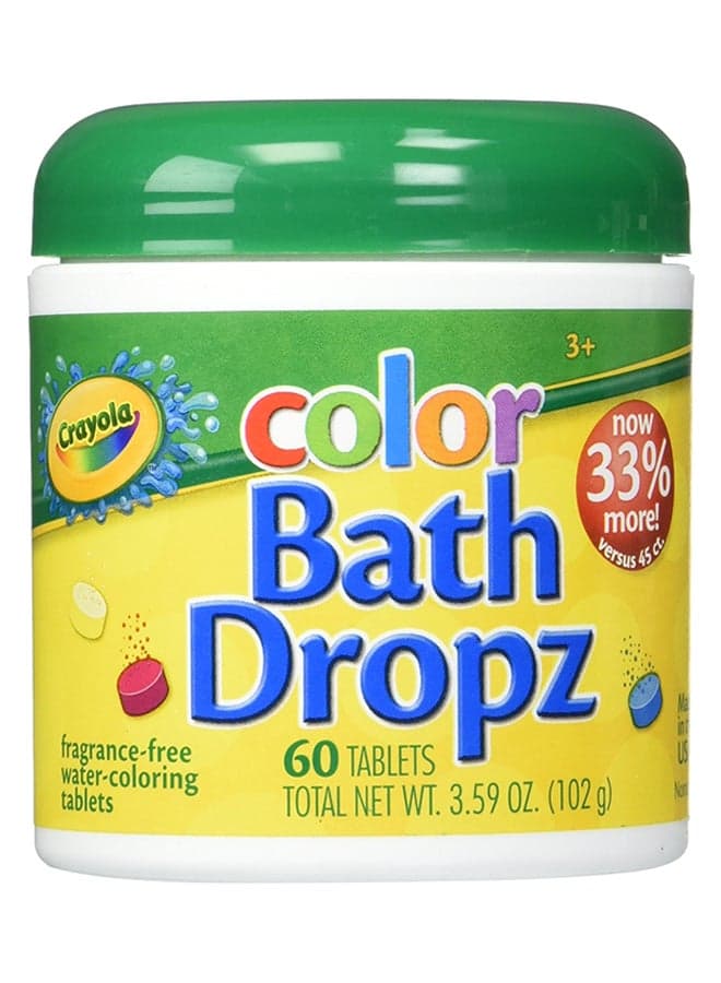 60-Piece Color Bath Drop Tablets Multicolour 102grams