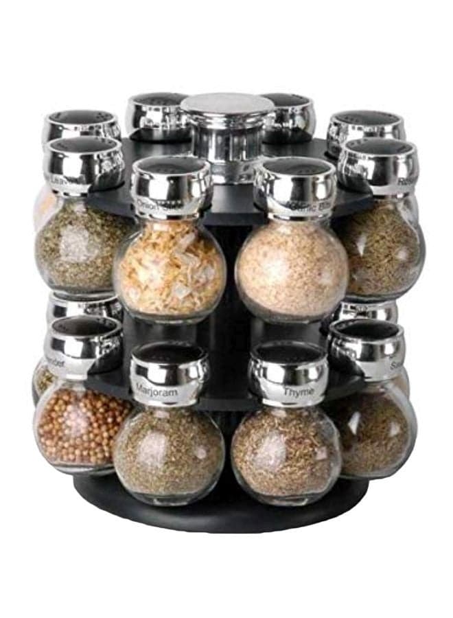 16-Jar Spice Rack Set Black
