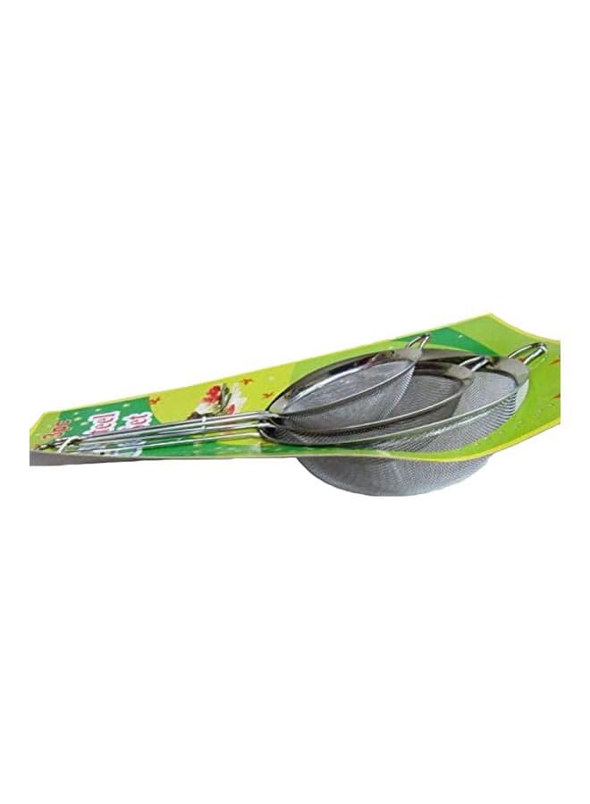 3-Piece Stainless Steel Strainer Set Silver
