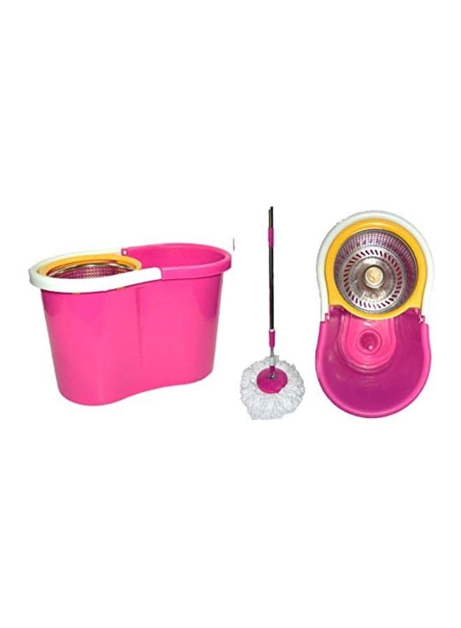 Spinning Micro Fiber Mop With Bucket Set Pink/White/Yellow