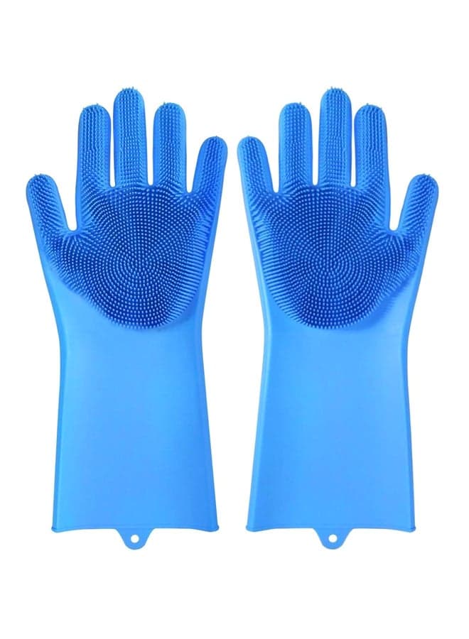 2-Piece Reusable Silicone Gloves Set Blue 25x6inch