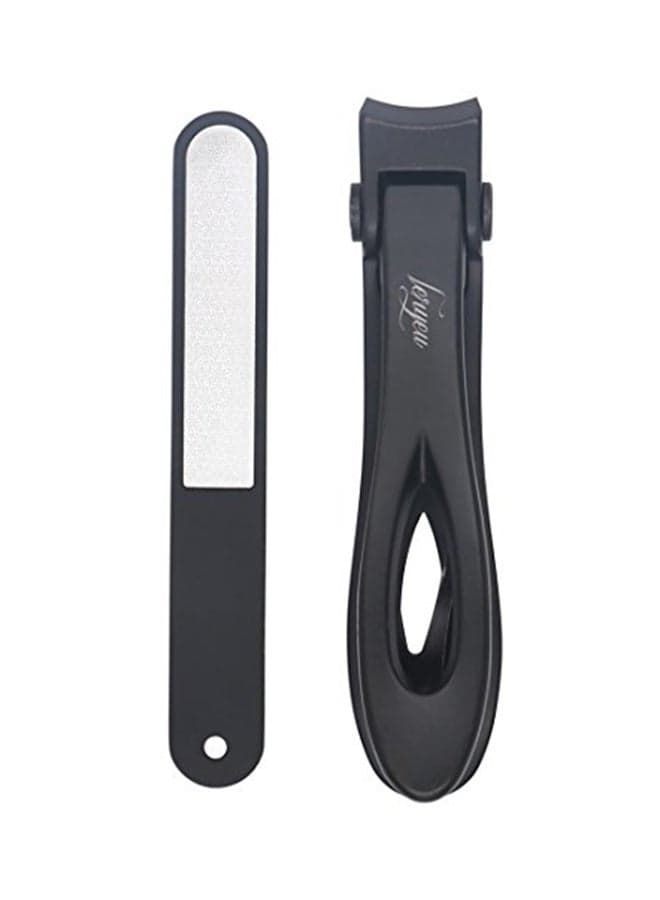 Ultra Wide Jaw Opening Nail Clippers Set Black/Silver