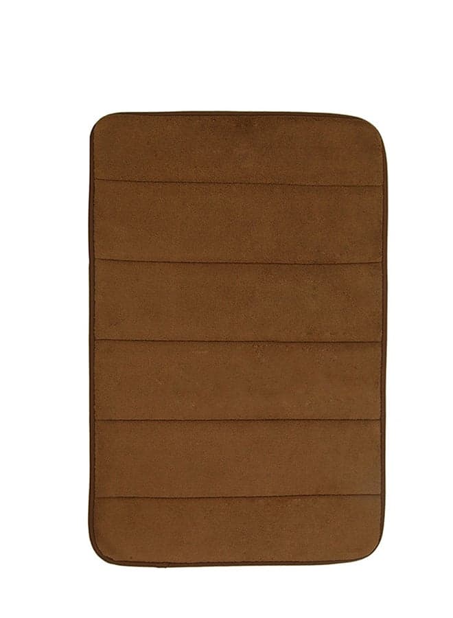Solid Color Plain Style Comfy Coral Velvet Bathroom Mat Brown 40x60centimeter