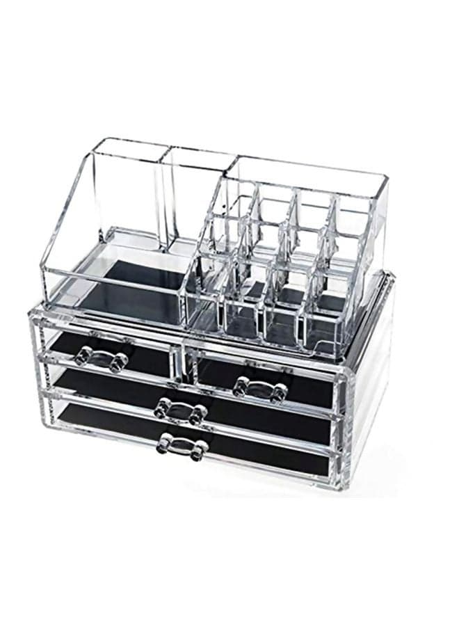 4-Drawer Cosmetic Organizer Clear/Black