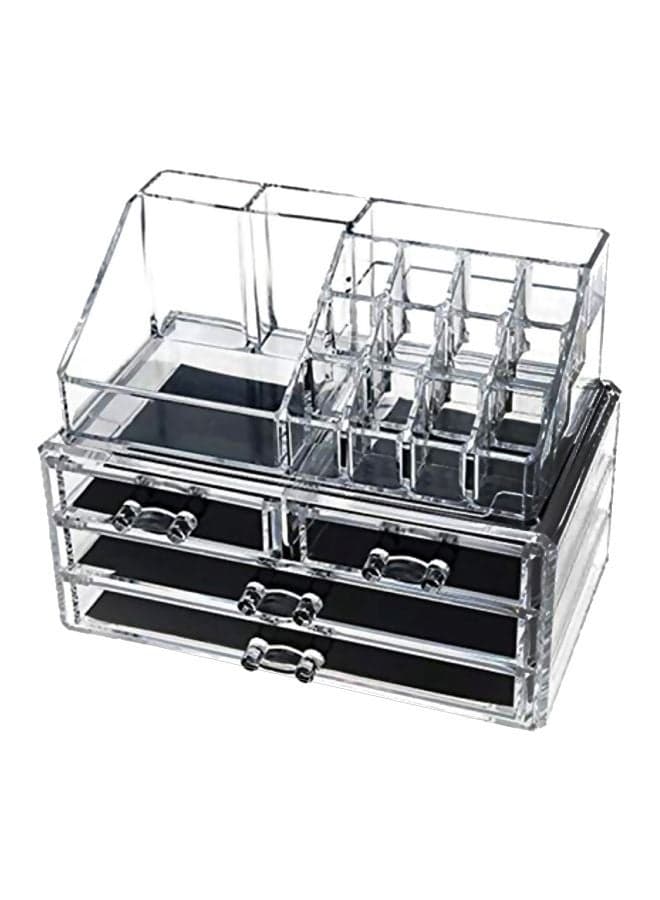 4-Drawer Cosmetic Organizer Clear/Black