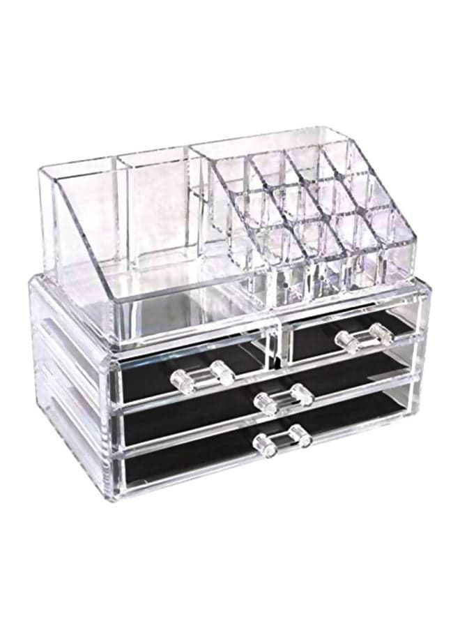 4-Drawer Cosmetic Organizer Clear/Black