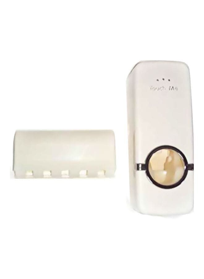 Toothpaste Dispense With Toothbrush Holder White