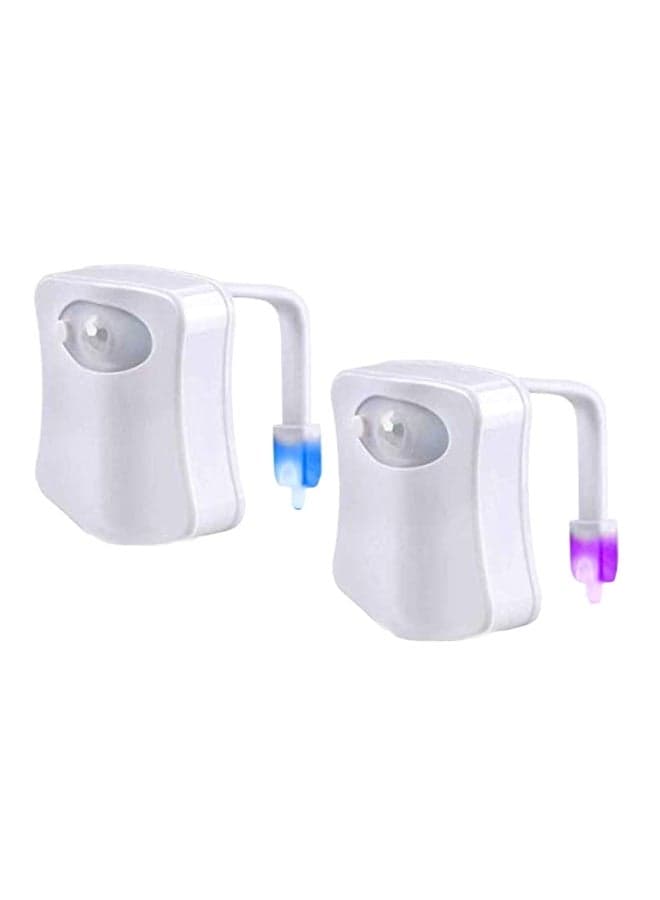 2-Piece Motion Sensor Activate Toilet Night Light Set White/Blue/Purple