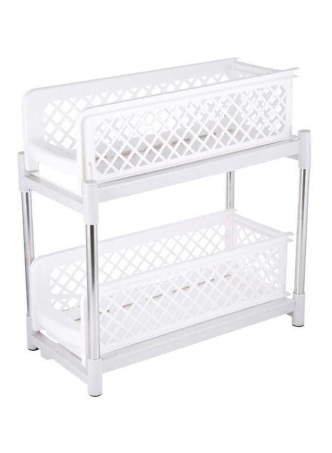 2-Tier Basket Drawers White 15x5.5cm