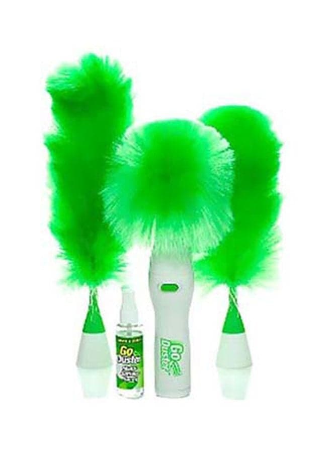 Pack Of 3 Plastic Electric Spinning Duster With Spray Set Green/White