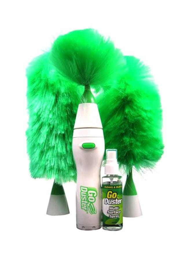 3-Piece Electric Spinning Duster With Spray Set Green/White