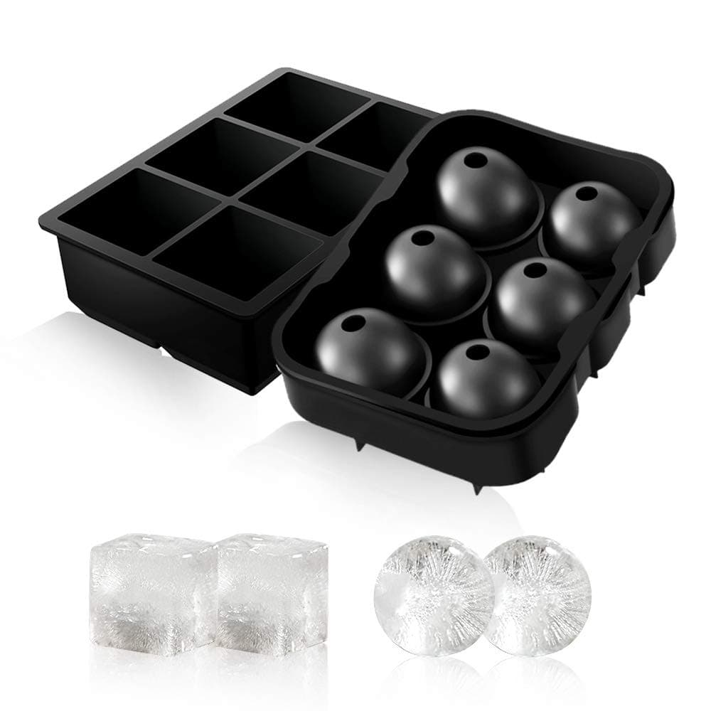 2 Pack 6 Grid Square And Ice Cube Ball Tray Black