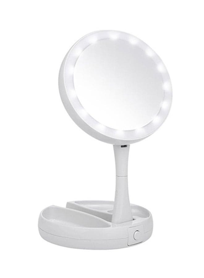 LED Makeup Mirror Foldable With Storage Box White