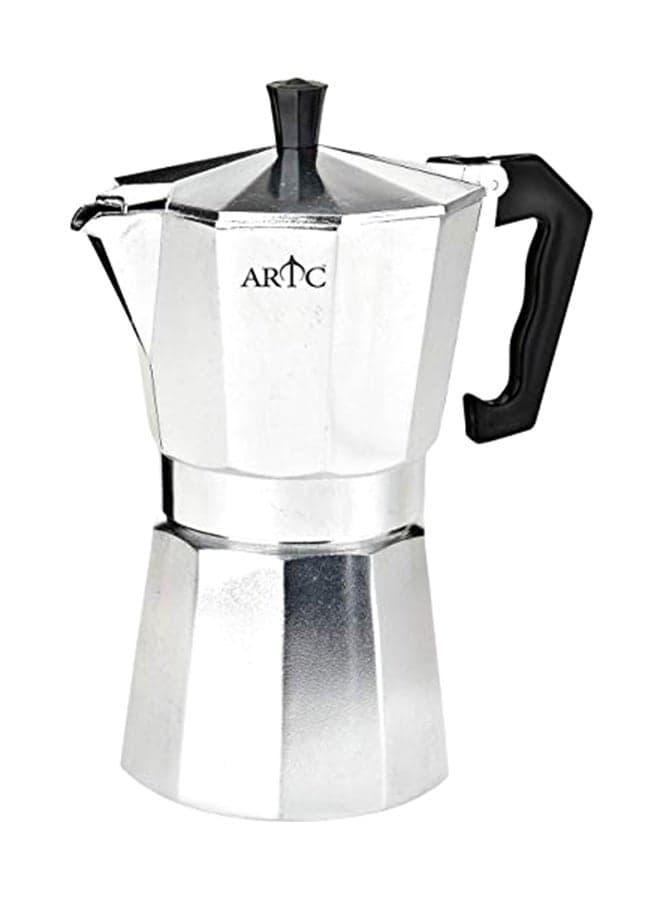 3-Piece Espresso Coffee Maker With Mini Electric Hot Plate Pot Set Silver 150ml