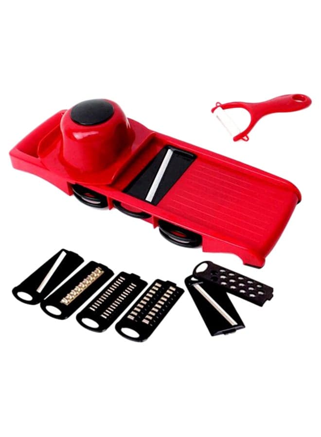 Vegetable And Fruit Slicer With Replacement Blades And Peeler Red/Black