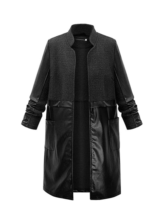 Stand Collar Long Sleeve Jacket Black