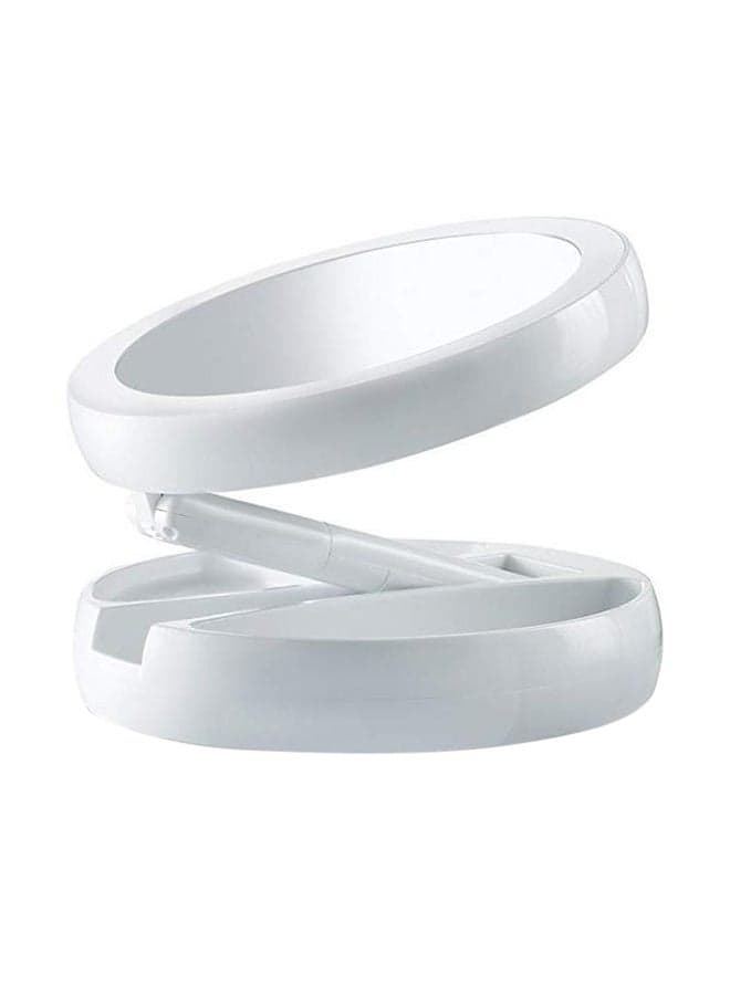Foldable Magnification Makeup Mirror With Led Light White