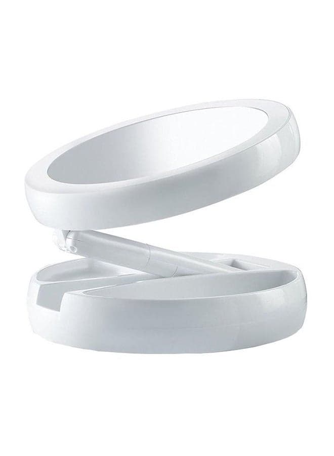Foldable Magnification Makeup Mirror With Led Light White