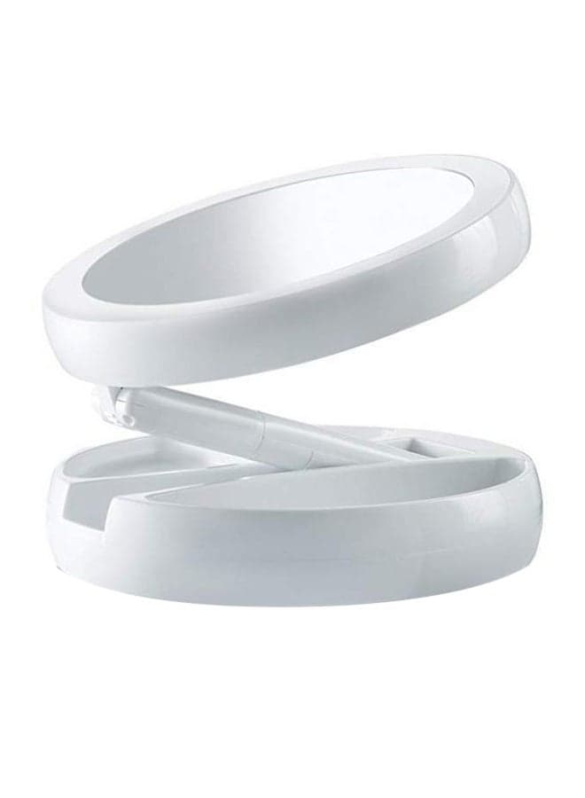 Foldable Magnification Makeup Mirror With Led Light White