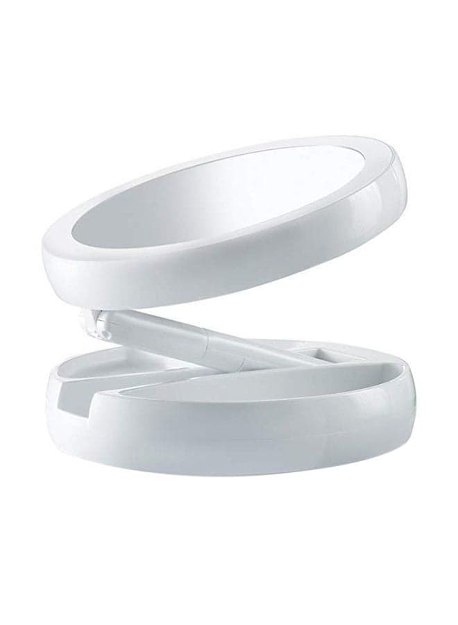 Foldable Magnification Makeup Mirror With Led Light White