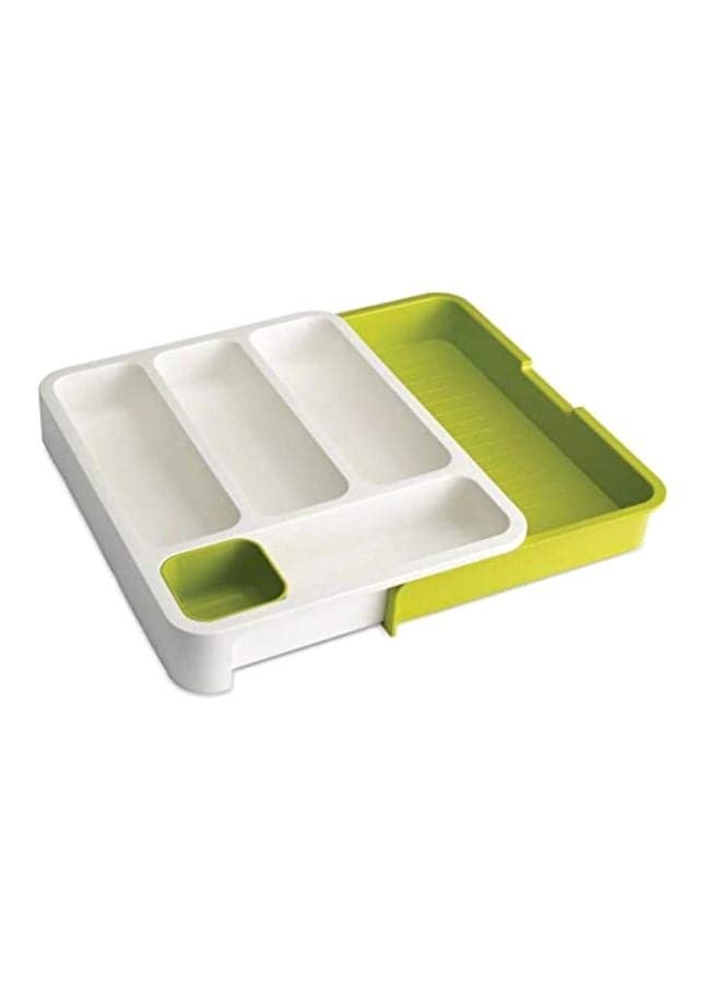 Drawer Store With Cutlery Tray White/Green 29.2x6.2x38.3cm