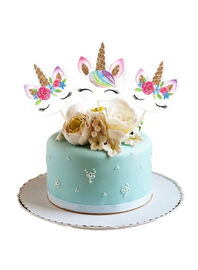 24-Piece Unicorn Cartoon Cupcake Toppers Cake Insert Pick Birthday Party Decor