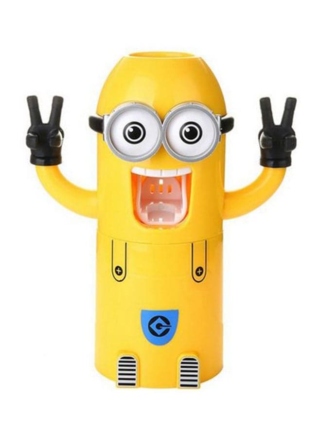 Automatic Toothbrush Holder With Toothpaste Dispenser Yellow 15cm