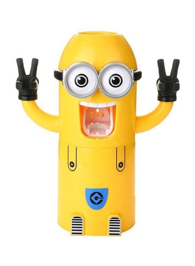 Mini Toothpaste Dispenser And Toothbrush Holder Yellow 15cm