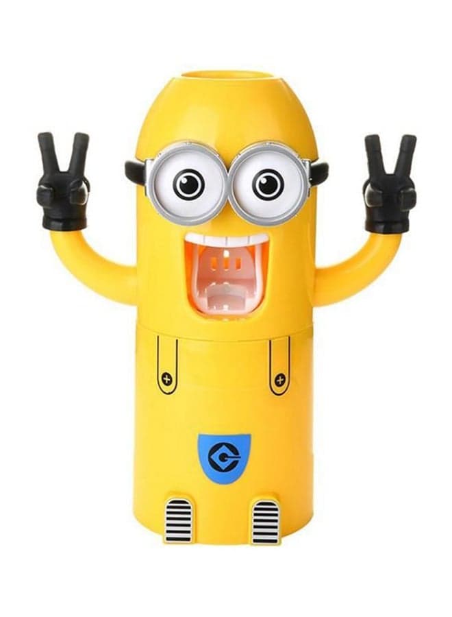 Mini Toothpaste Dispenser And Toothbrush Holder Yellow 15cm