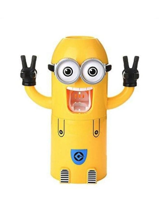 Mini Toothpaste Dispenser And Toothbrush Holder Yellow 15cm