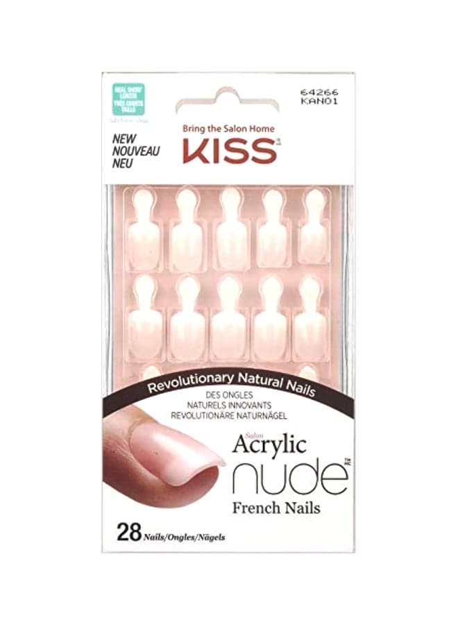 28-Piece Salon Acrylic False Nails Set Nude