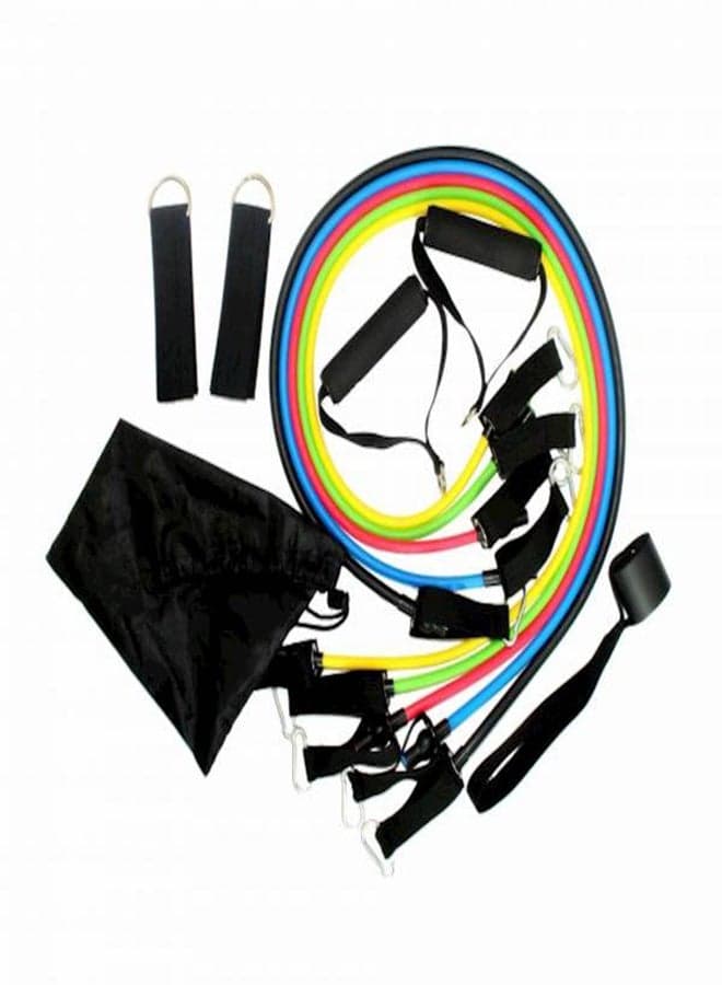 11 Pcs Fitness Resistance Band Set With Stackable Exercise Bands Legs Ankle Straps Multi-Function Professional Fitness Equipment