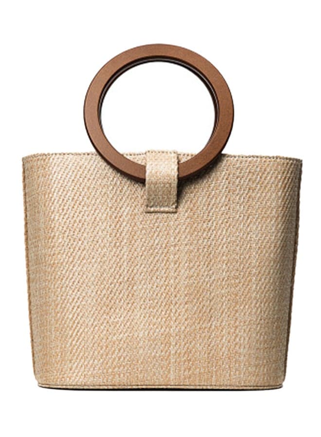 Crochet Straw Wrapped Beach Crossbody Bag Beige