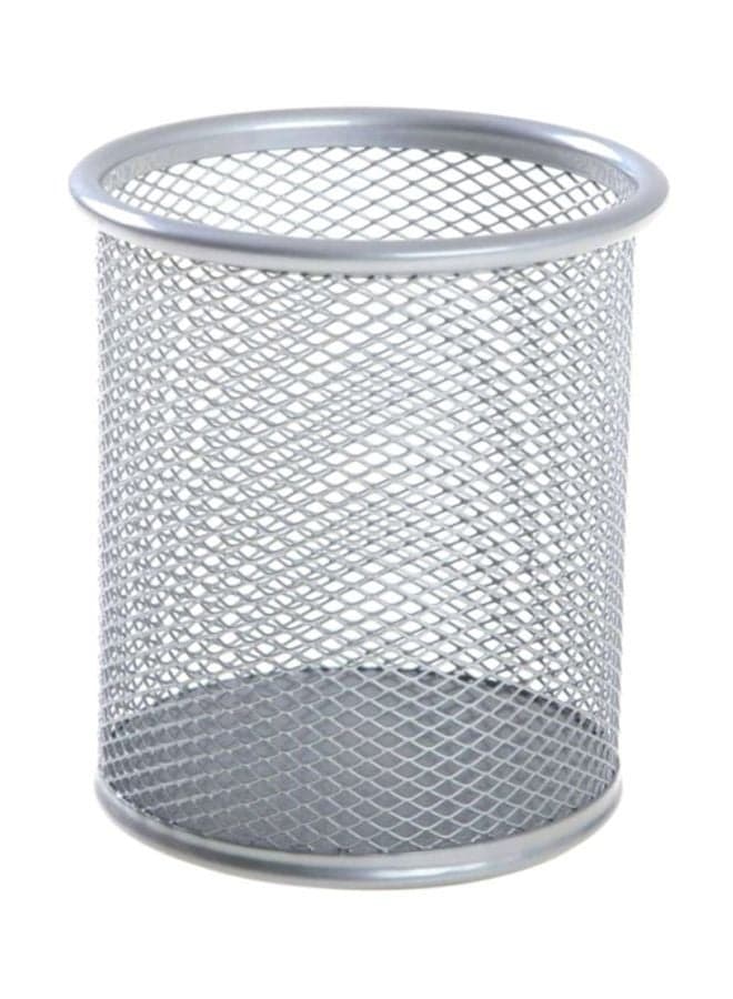 Metal Cylindrical Pen Holder Grey