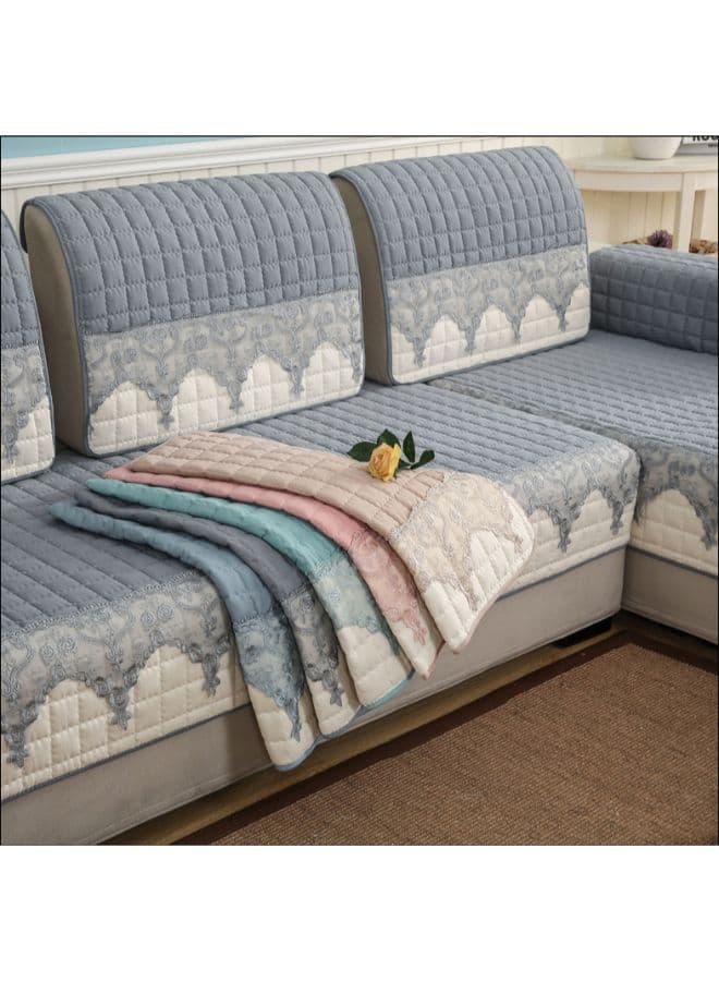 Embroidered Pattern Sofa Slipcovers Grey/White