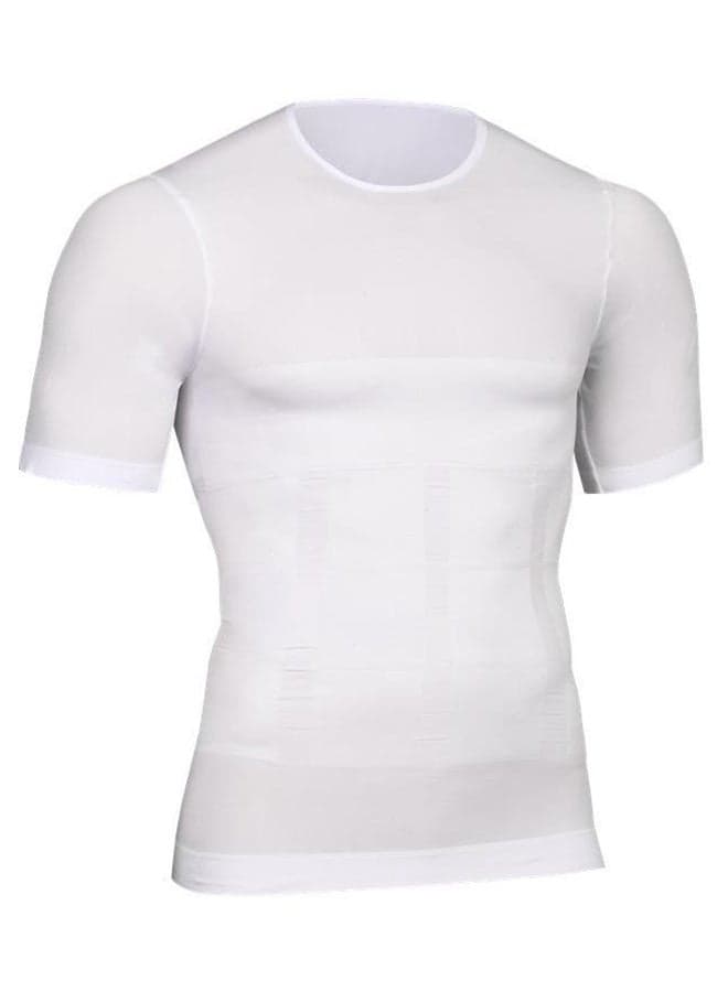 Short Sleeve Belly And Stomach Shapewear Undershirt White