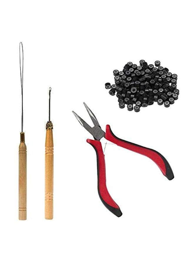 Braid Hook Needle Tool Kit Silver/Beige/Red