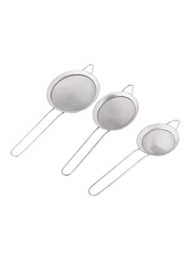 3-Piece Tea Strainer Set Silver
